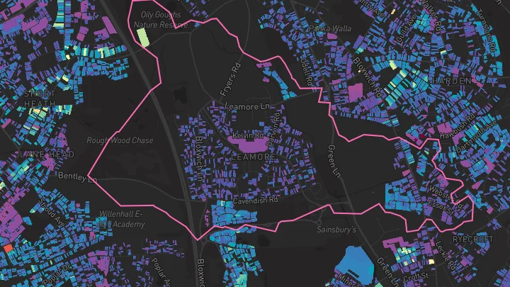 House price heatmap showing property values across Walsall
