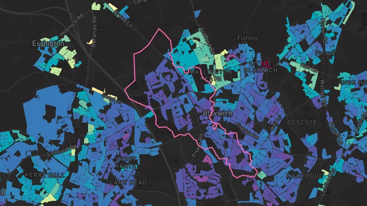 House price heatmap showing property values across Walsall