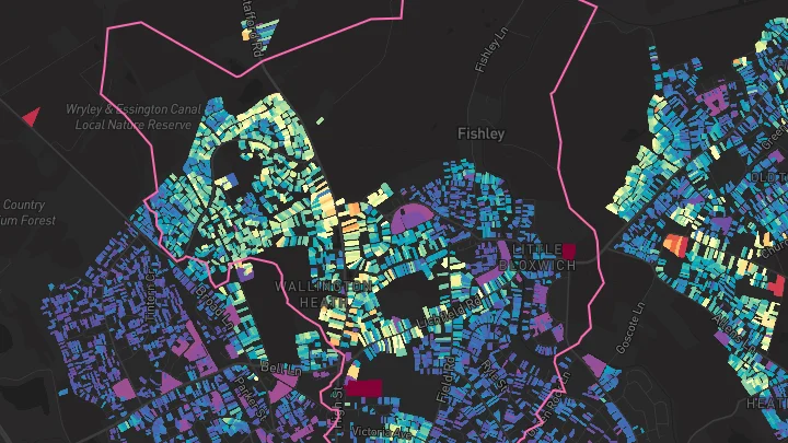 House price heatmap showing property values across Walsall
