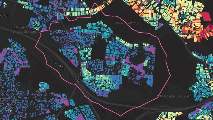 House price heatmap showing property values across Walsall