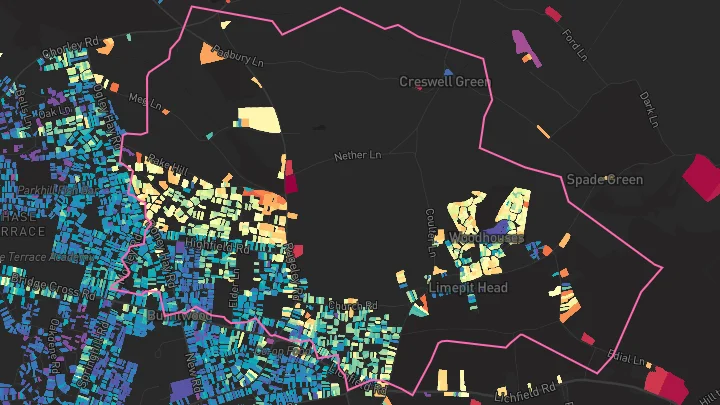 House price heatmap showing property values across Burntwood