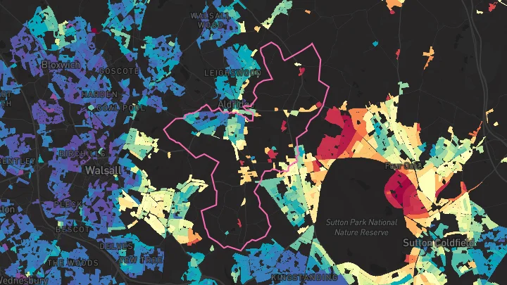 House price heatmap showing property values across Aldridge