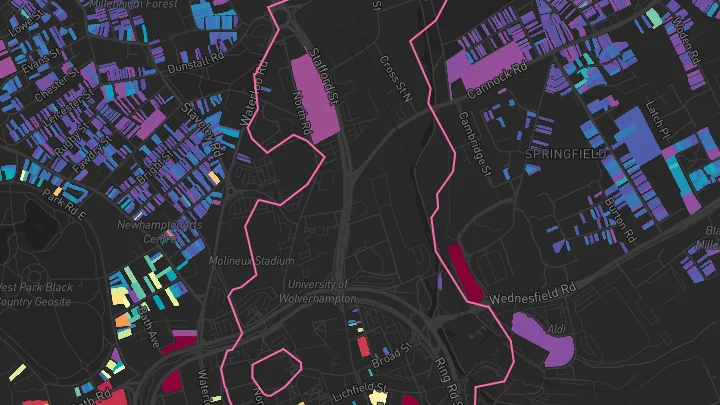House price heatmap showing property values across Wolverhampton