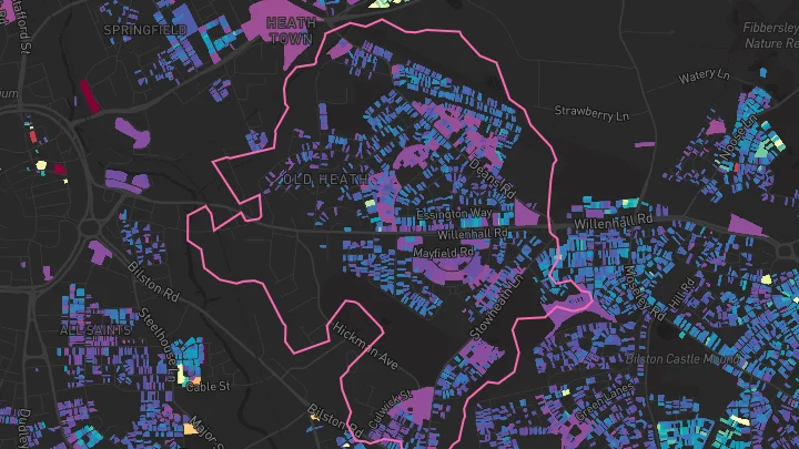 House price heatmap showing property values across Wolverhampton