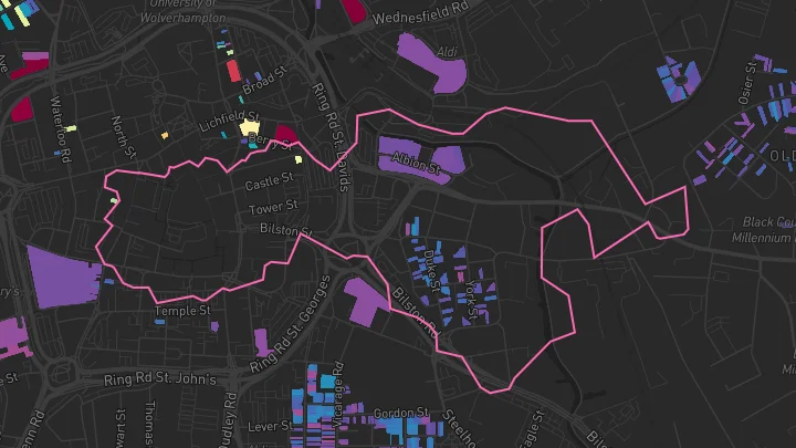 House price heatmap showing property values across Horseley Fields