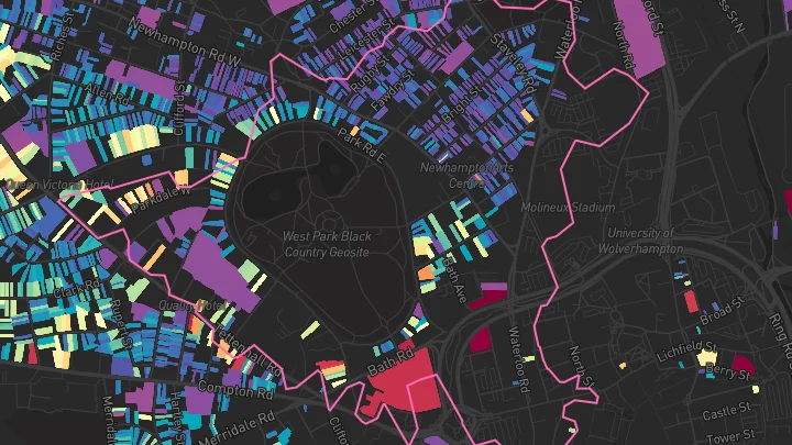 House price heatmap showing property values across Wolverhampton