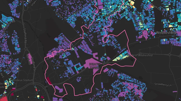 House price heatmap showing property values across Wolverhampton