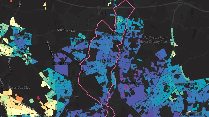 House price heatmap showing property values across Wolverhampton