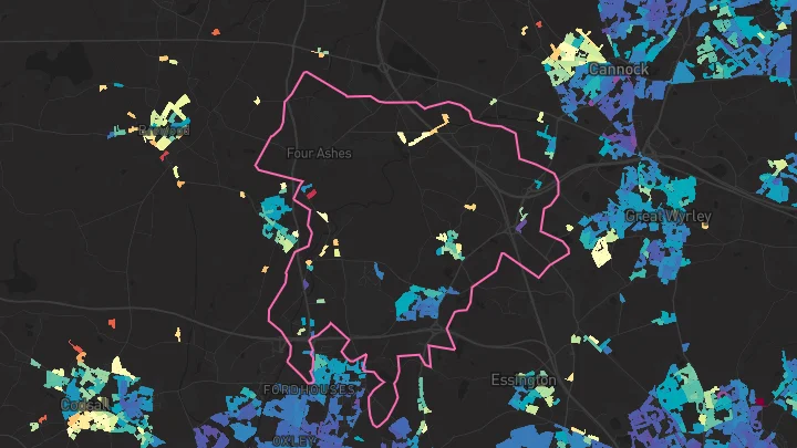 House price heatmap showing property values across Featherstone