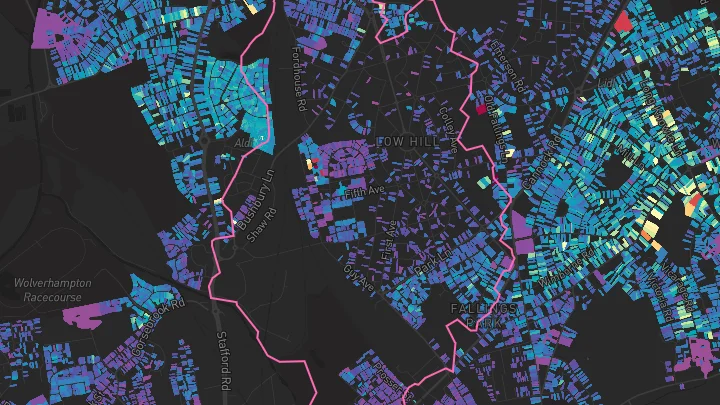 House price heatmap showing property values across Wolverhampton