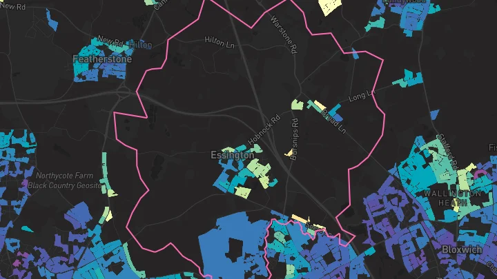 House price heatmap showing property values across Essington