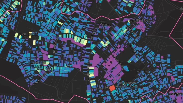 House price heatmap showing property values across Willenhall