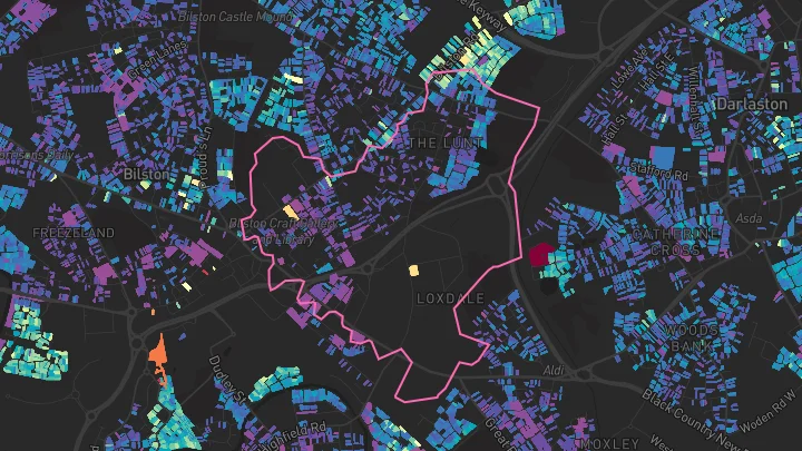 House price heatmap showing property values across Bilston