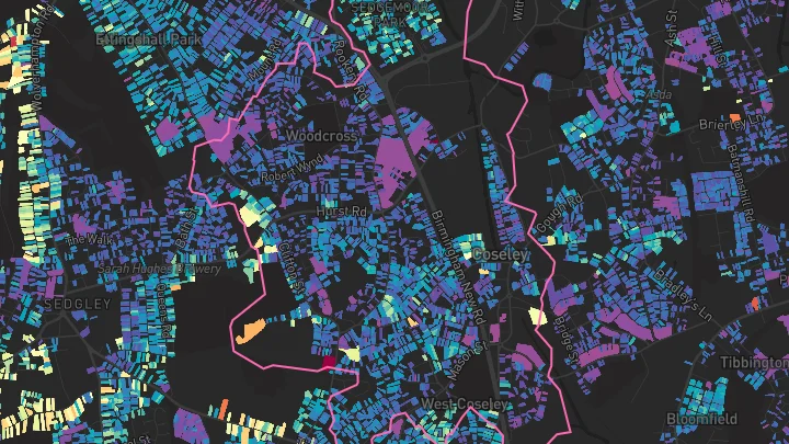 House price heatmap showing property values across Coseley