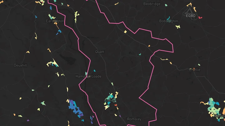 House price heatmap showing property values across Alveley