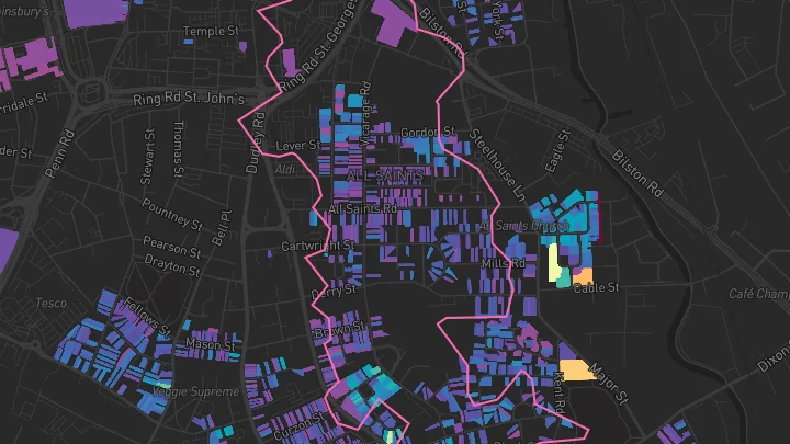 House price heatmap showing property values across Wolverhampton