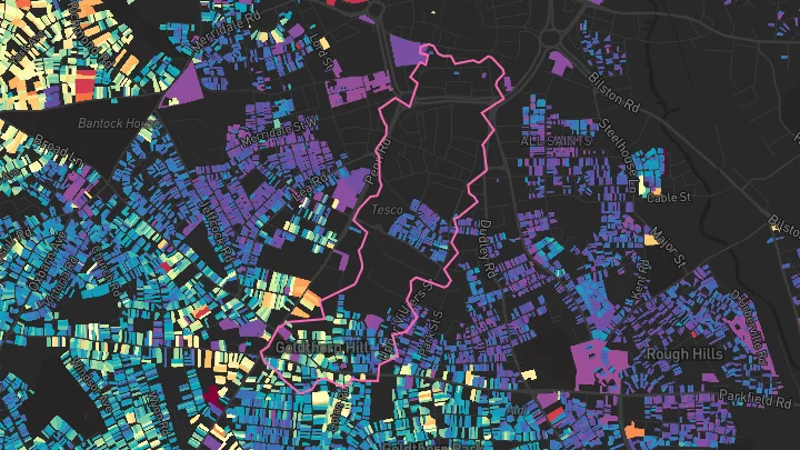 House price heatmap showing property values across Wolverhampton
