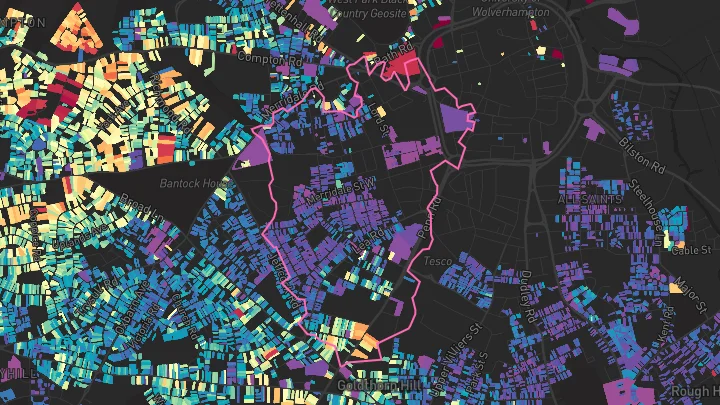 House price heatmap showing property values across Wolverhampton