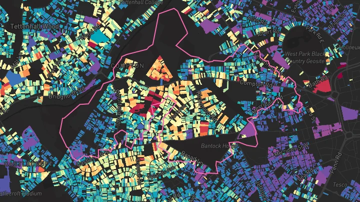 House price heatmap showing property values across Wolverhampton