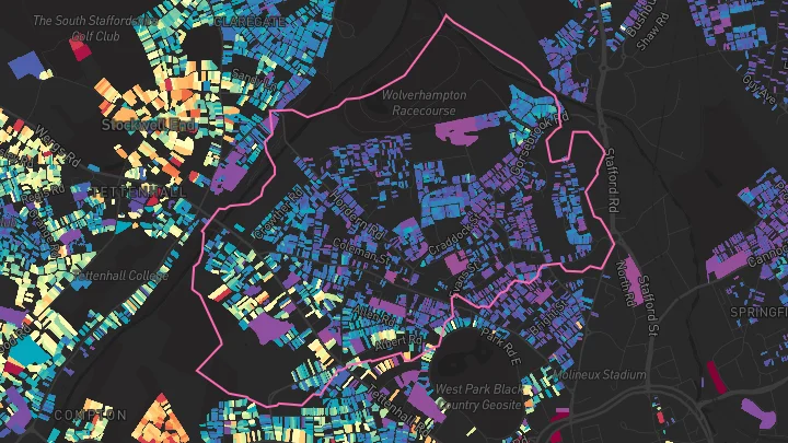 House price heatmap showing property values across Wolverhampton