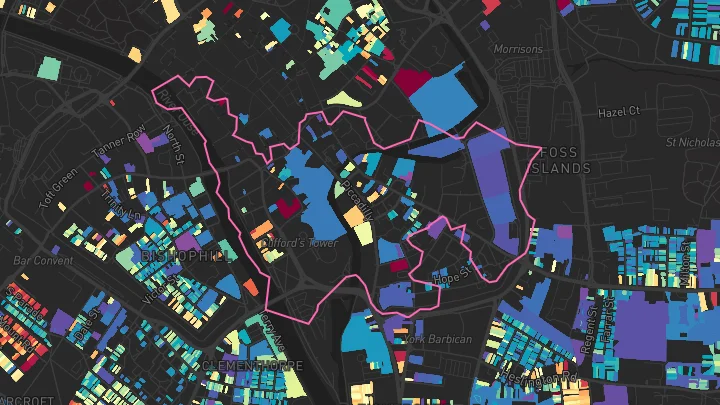 House price heatmap showing property values across York