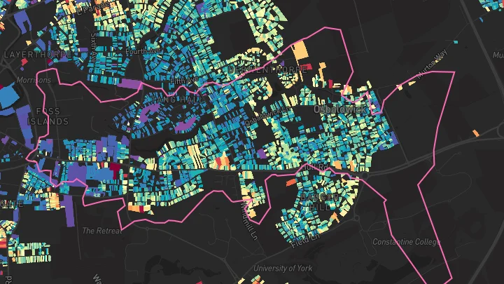 House price heatmap showing property values across York
