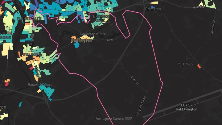 House price heatmap showing property values across York