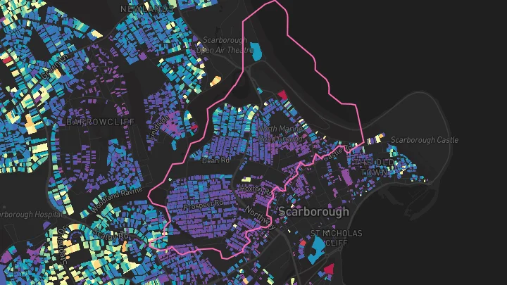 House price heatmap showing property values across Scarborough