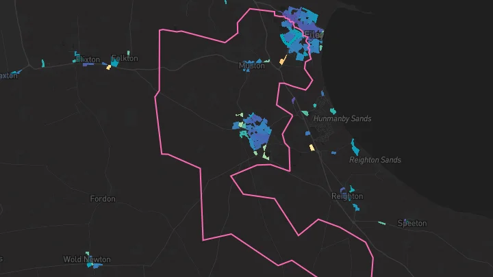 House price heatmap showing property values across Hunmanby