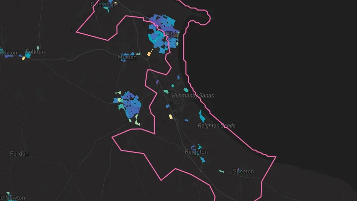 House price heatmap showing property values across Filey