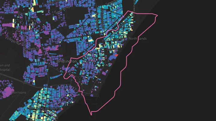 House price heatmap showing property values across Bridlington