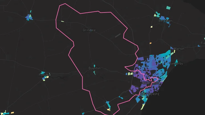 House price heatmap showing property values across Bridlington