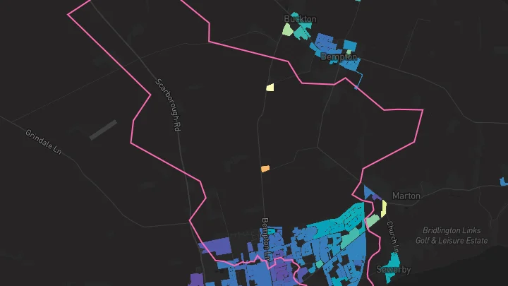 House price heatmap showing property values across Bridlington