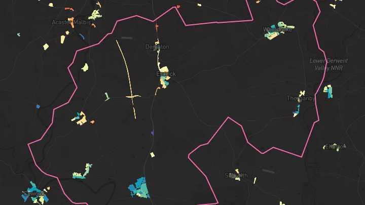House price heatmap showing property values across Riccall