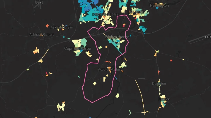 House price heatmap showing property values across Bishopthorpe
