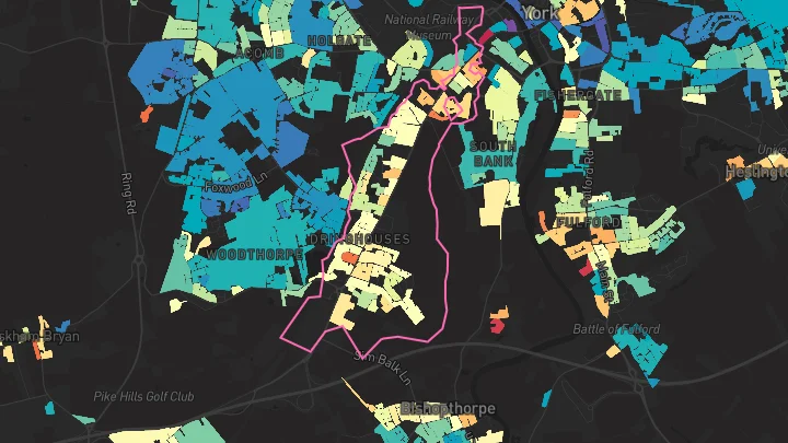 House price heatmap showing property values across York