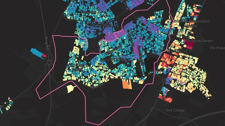 House price heatmap showing property values across York