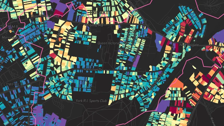 House price heatmap showing property values across York