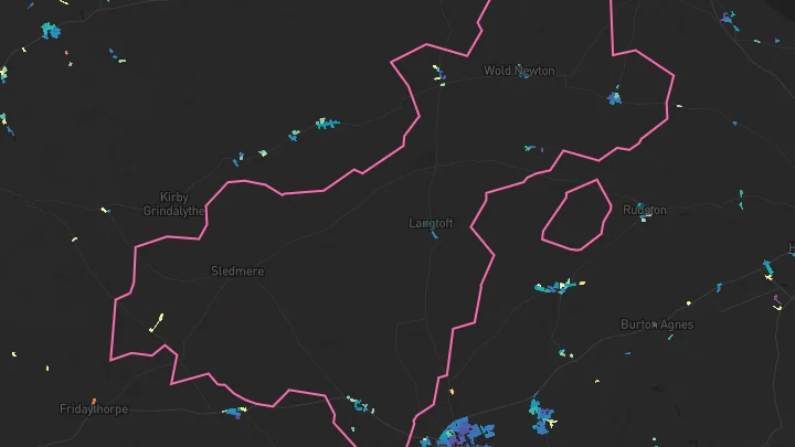 House price heatmap showing property values across Langtoft
