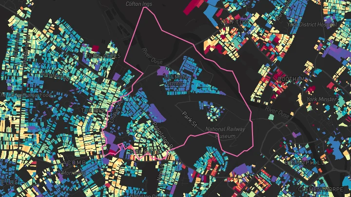 House price heatmap showing property values across York