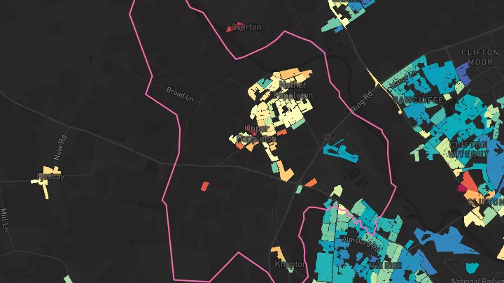 House price heatmap showing property values across Nether Poppleton