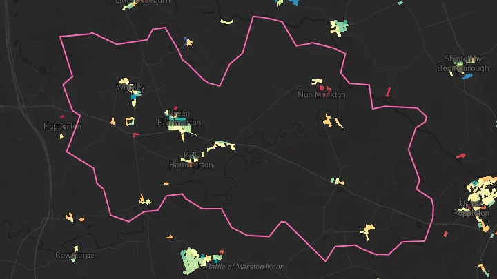 House price heatmap showing property values across Green Hammerton