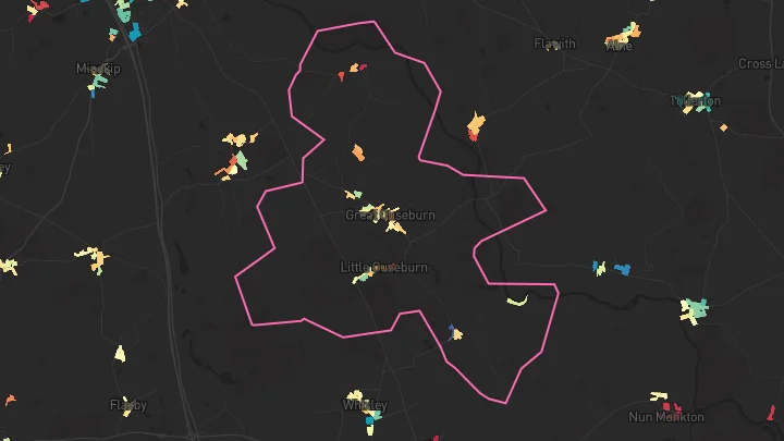 House price heatmap showing property values across Great Ouseburn