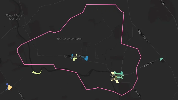 House price heatmap showing property values across Linton On Ouse