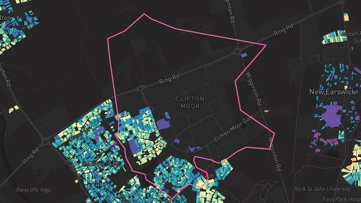 House price heatmap showing property values across York