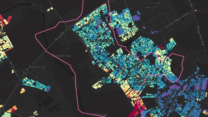 House price heatmap showing property values across York