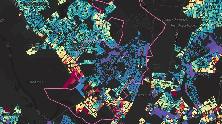 House price heatmap showing property values across York