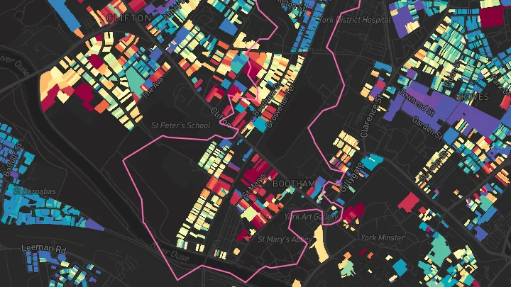 House price heatmap showing property values across York