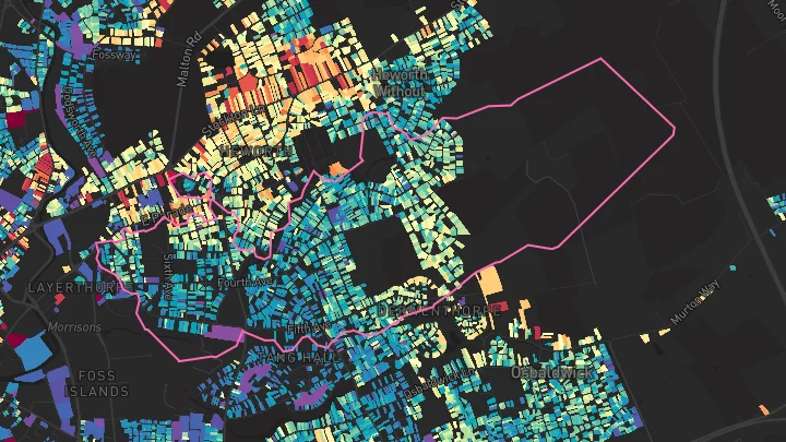 House price heatmap showing property values across York