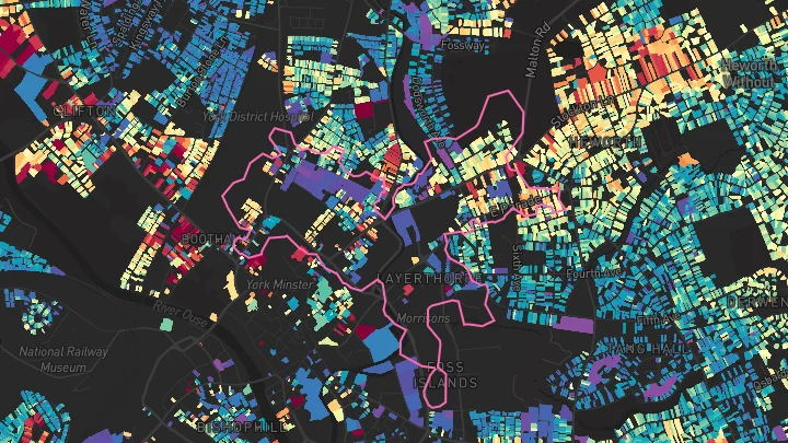 House price heatmap showing property values across York